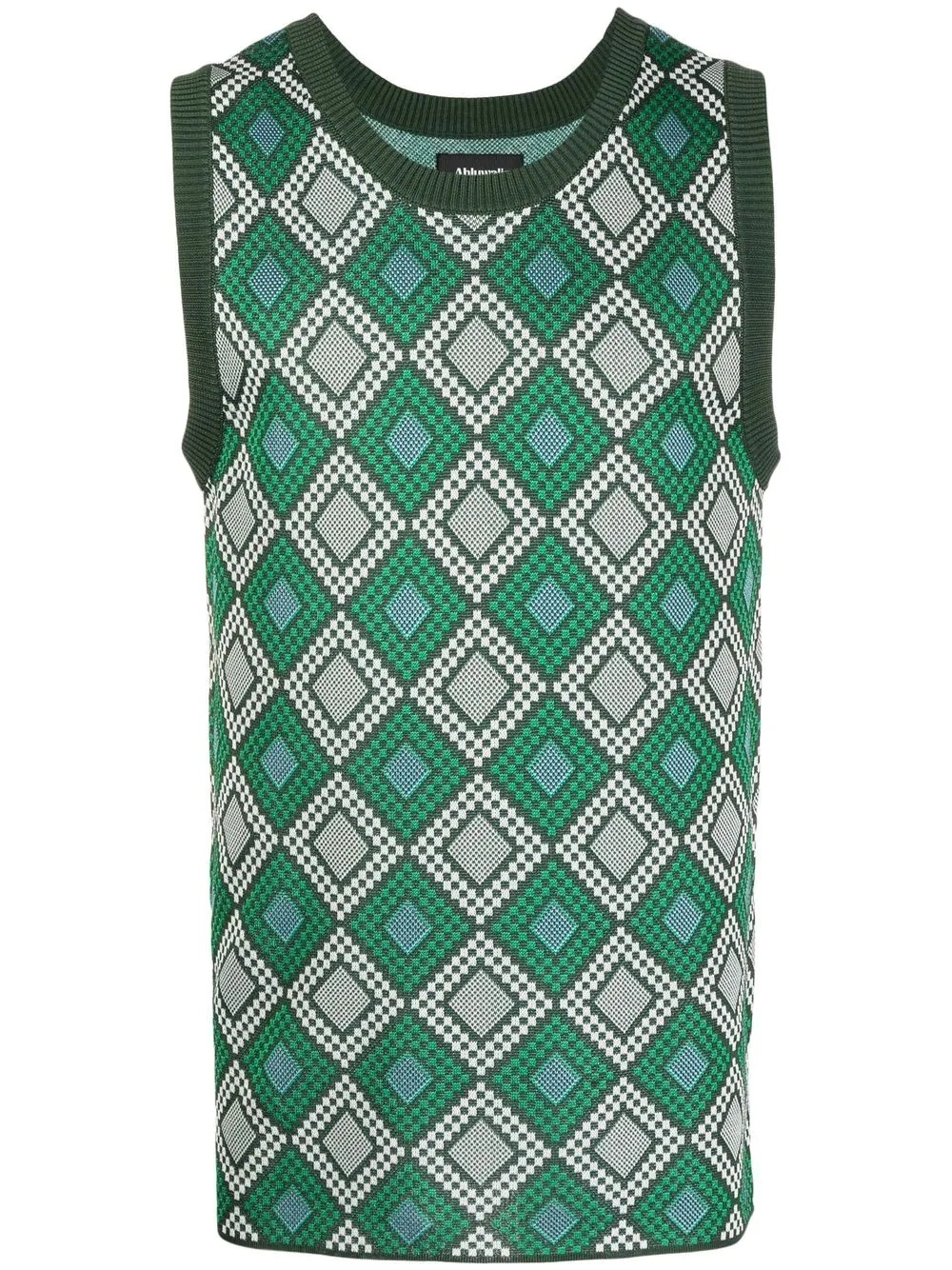 geometric-pattern knitted tank top - 1