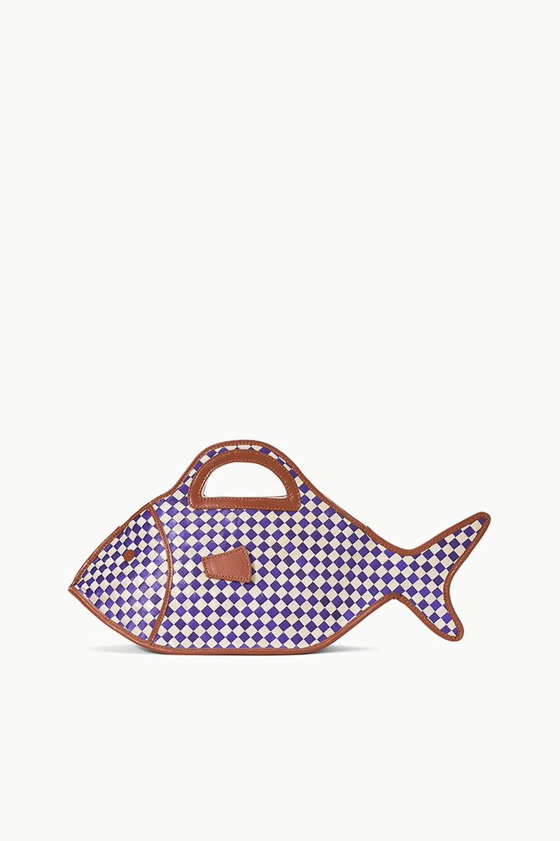 STAUD CLEO FISH BASKET BAG COCONUT CHECK 1