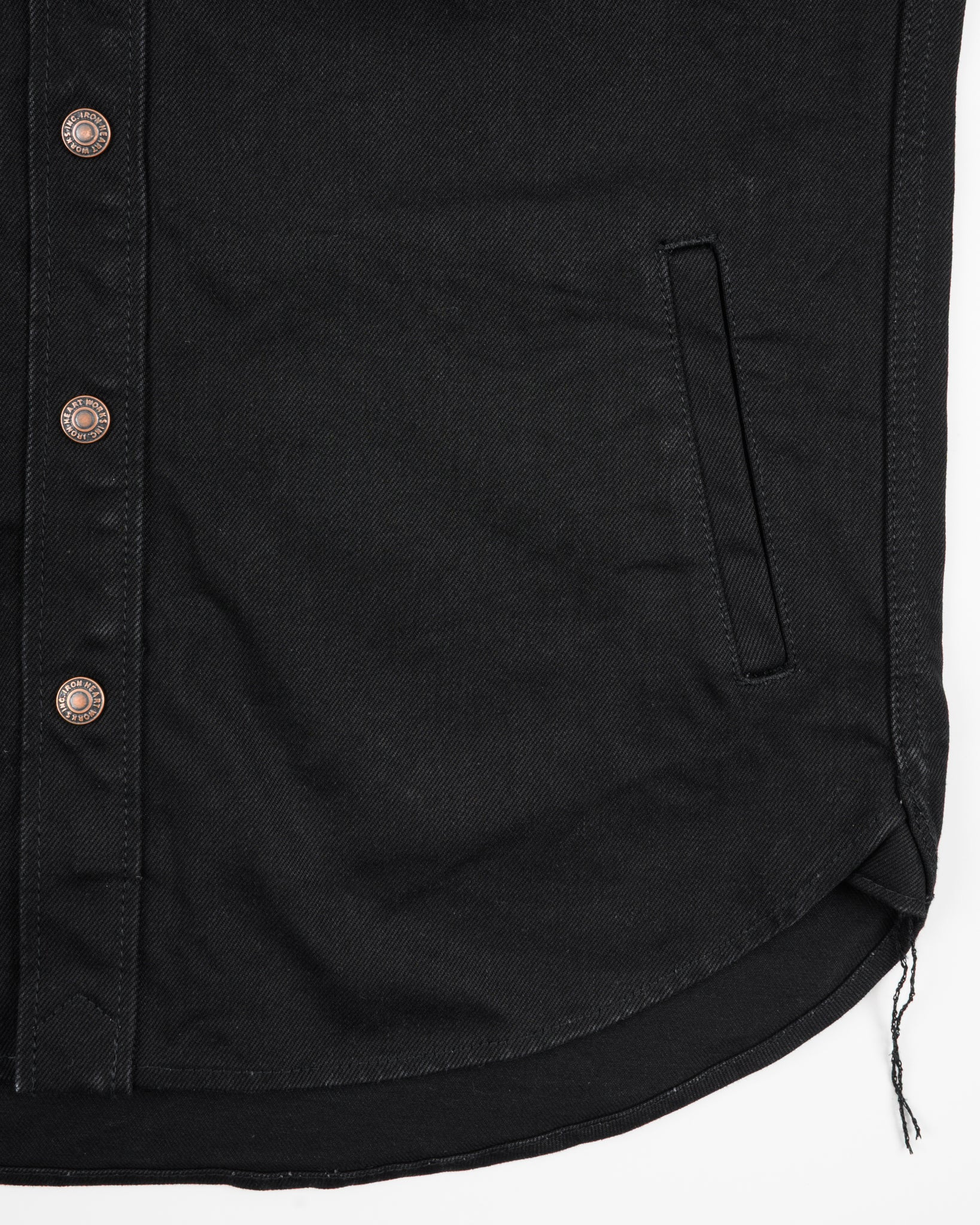 IHSH-362-BLK 16oz Non-Selvedge Denim CPO Shirt - Superblack (Fades To Grey) - 11
