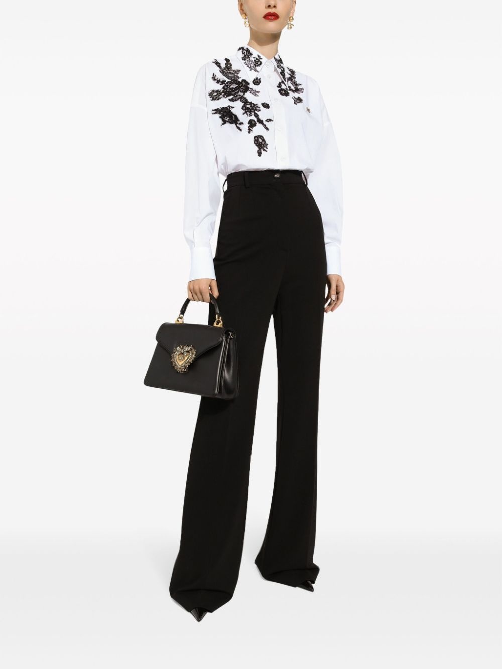 high-waisted pressed-crease flared trousers - 2