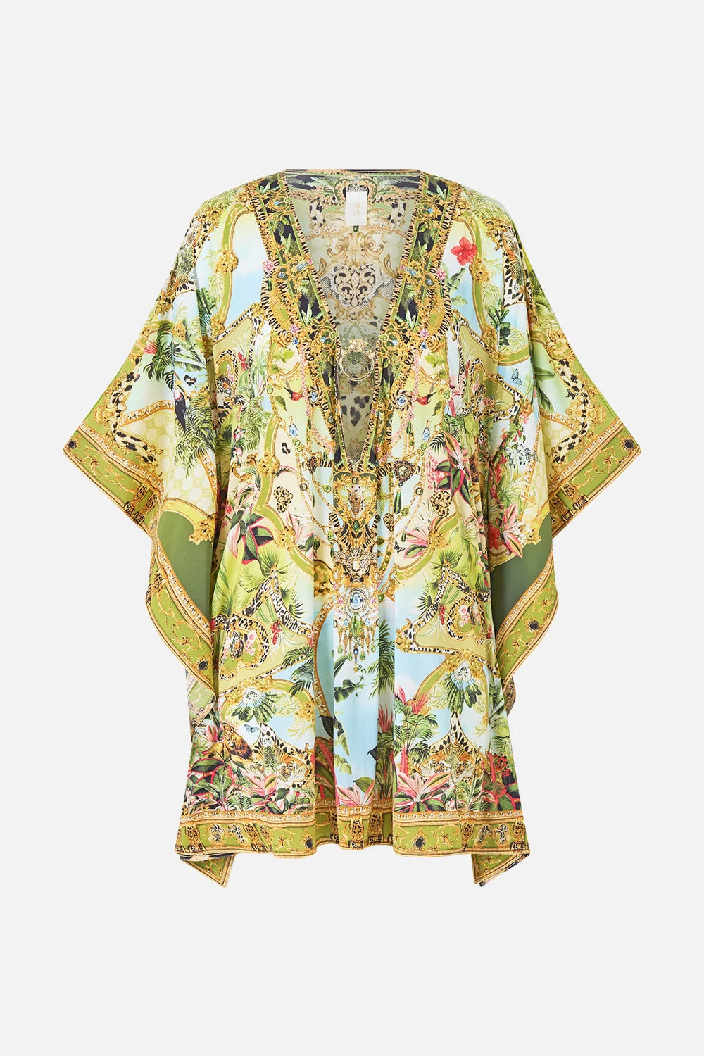 SHORT V NECK KAFTAN W RING FRONT TRIM WANDERLUST EMPIRE - 1