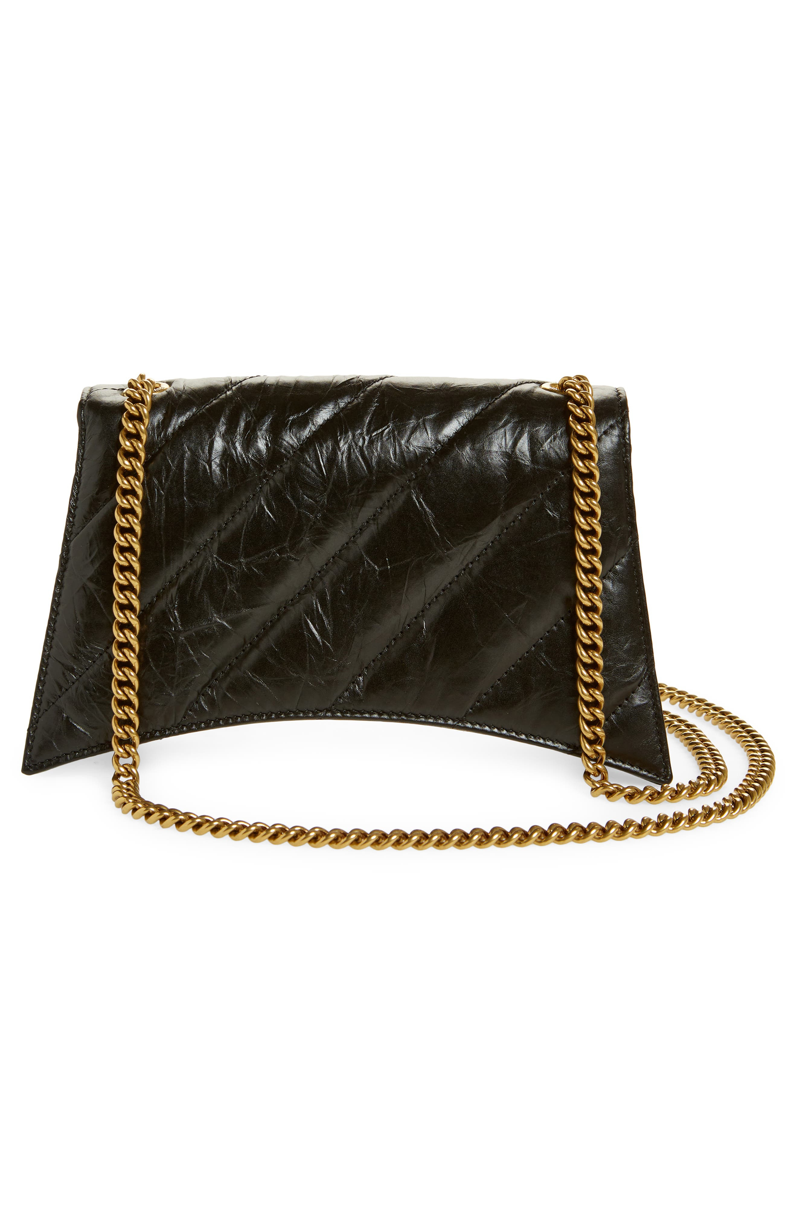 Hourglass Quilted Crushed Leather Wallet on a Chain - 3