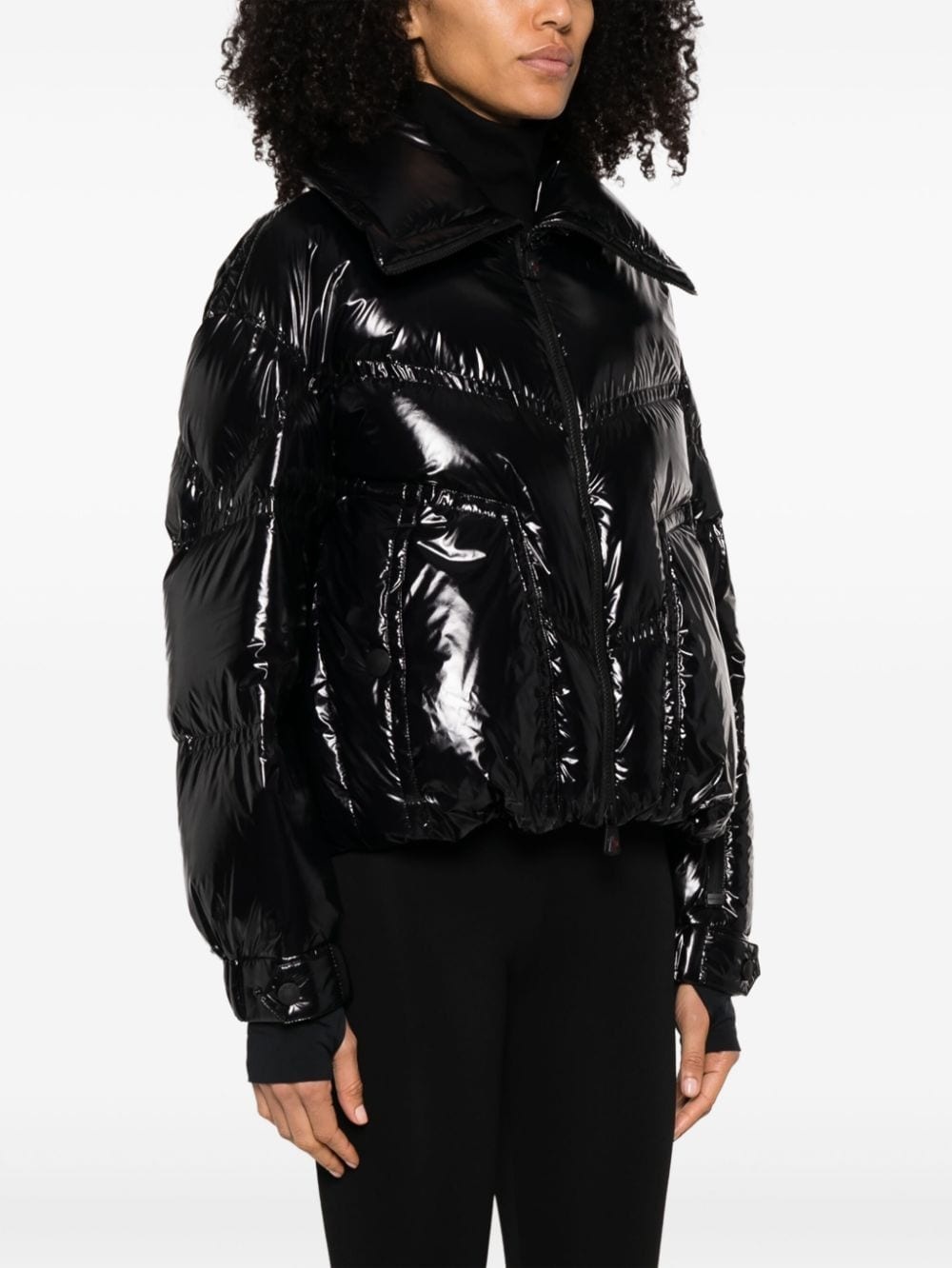 logo-patch quilted puffer jacket - 3