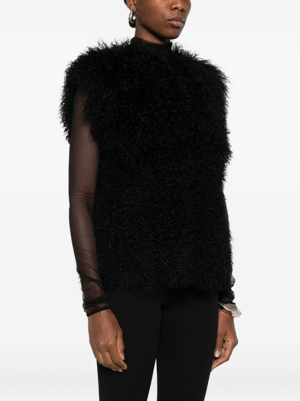 sleeveless curly-fur vest - 3