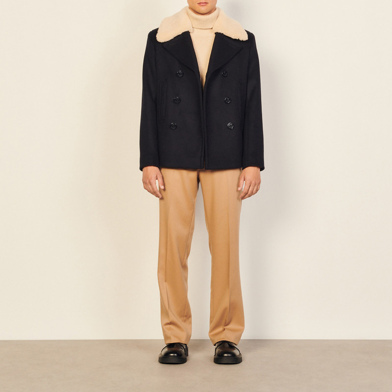 Pea coat with sheepskin collar 6