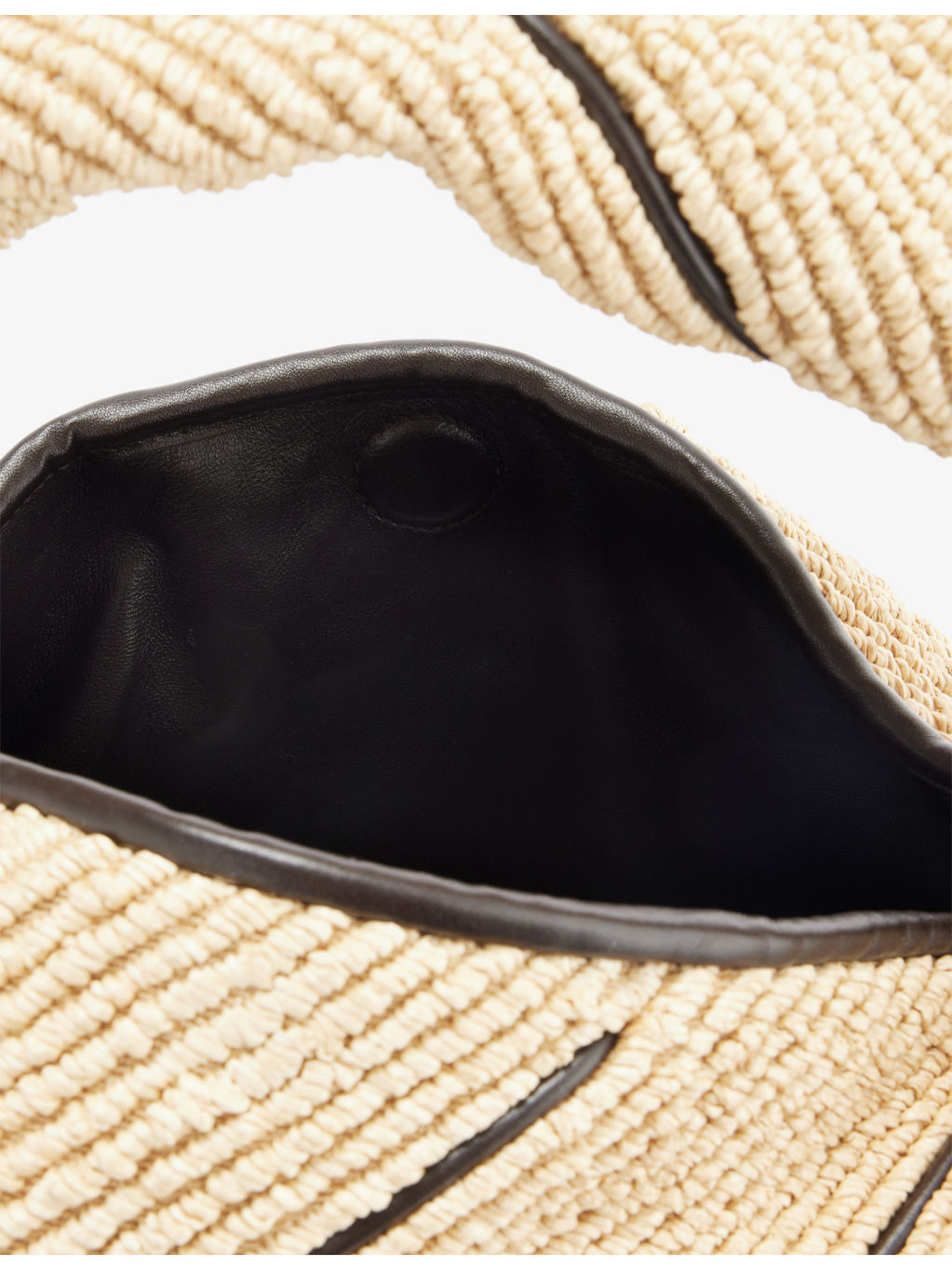 Large Leather-Trim Raffia Shoulder Bag - 6