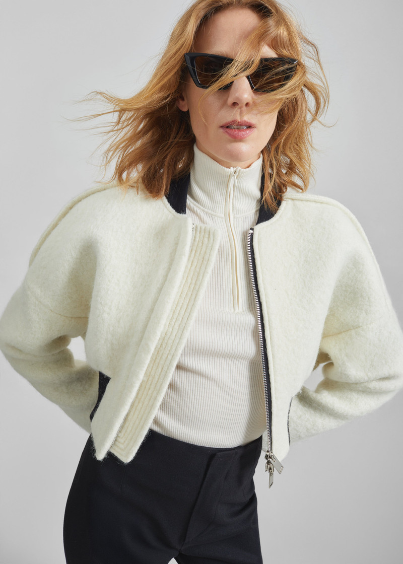 Dimaro Wool Cropped Bomber Jacket - Ivory 4