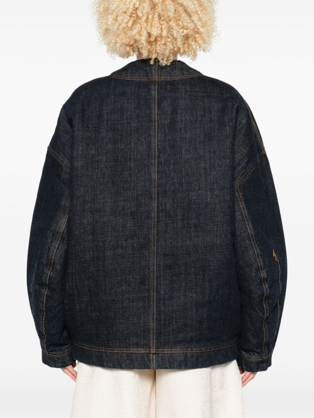 denim contrast-stitching jacket - 4