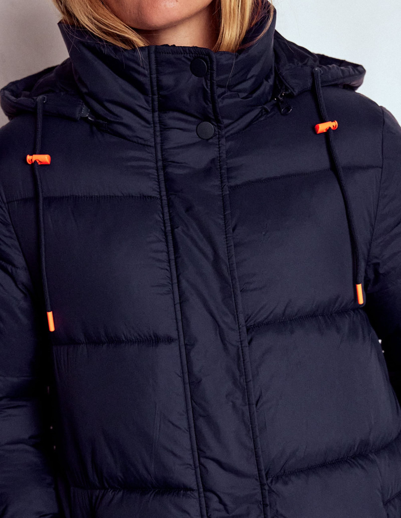 Longline Padded Coat-Navy 3