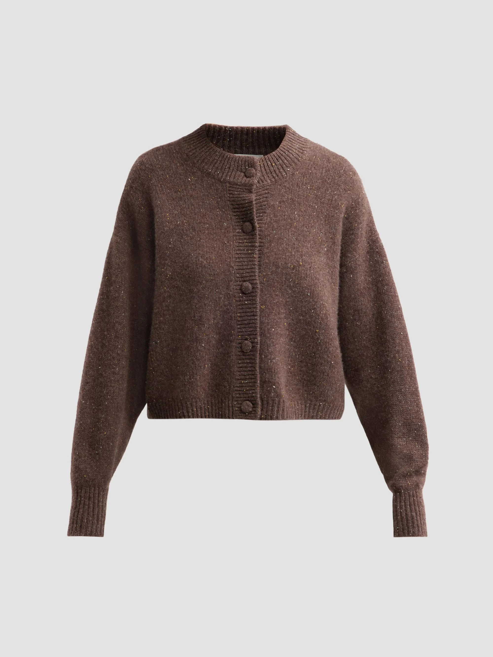 Women's Flecked Wool-Cashmere Cardigan - Brown - 1