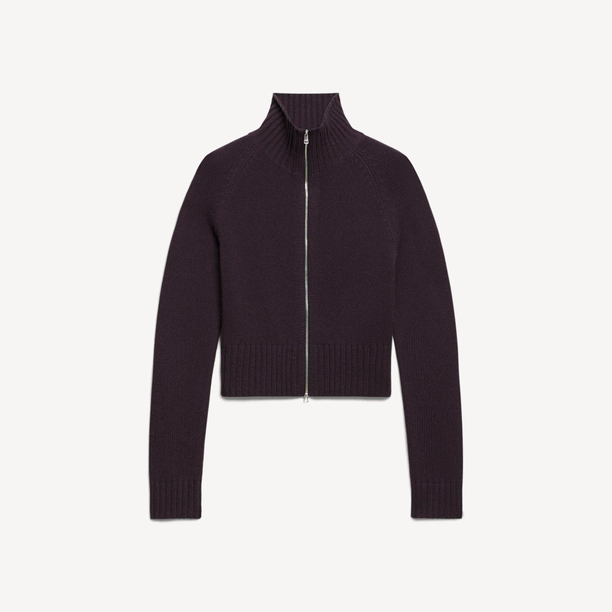 Raglan Zip Cardigan in Felted Wool-Cashmere - 1