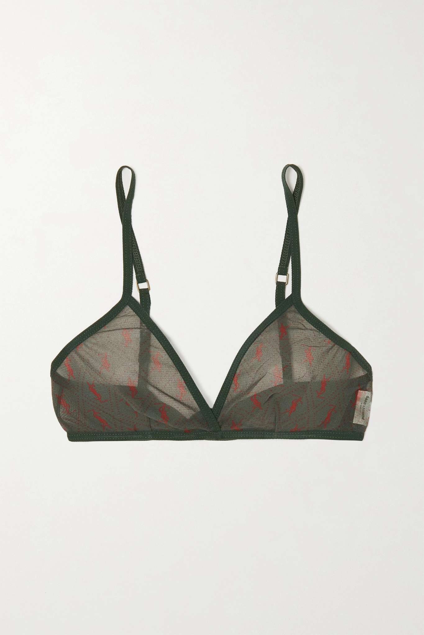 Printed tulle soft-cup triangle bra - 1