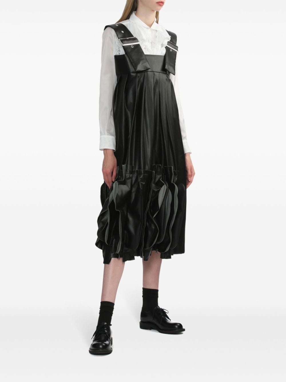 artificial leather midi dress - 3