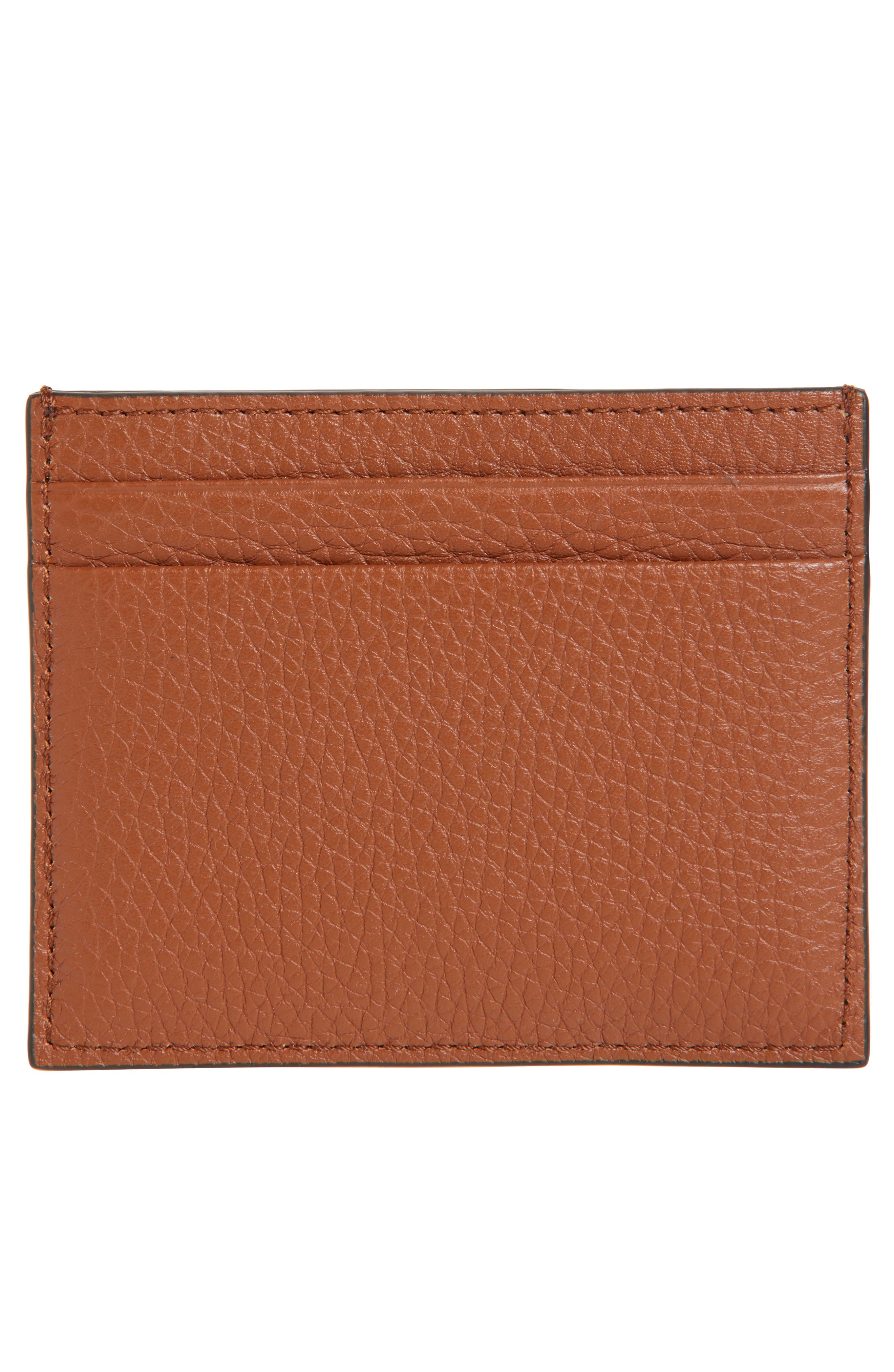 Valentino Garavani Rockstud Leather Card Holder in Saddle at Nordstrom - 2