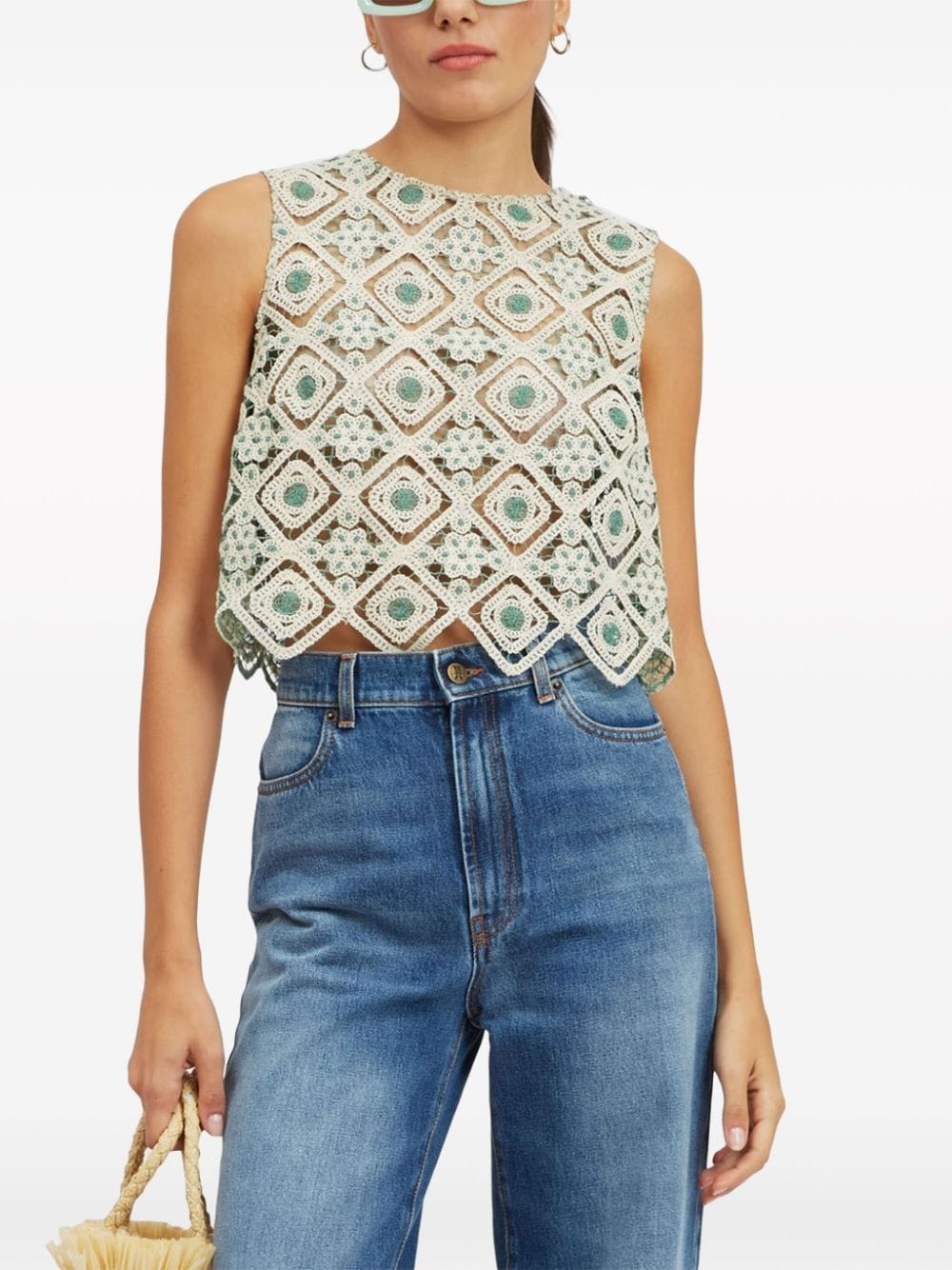 Aria macramÃ© cropped blouse - 2