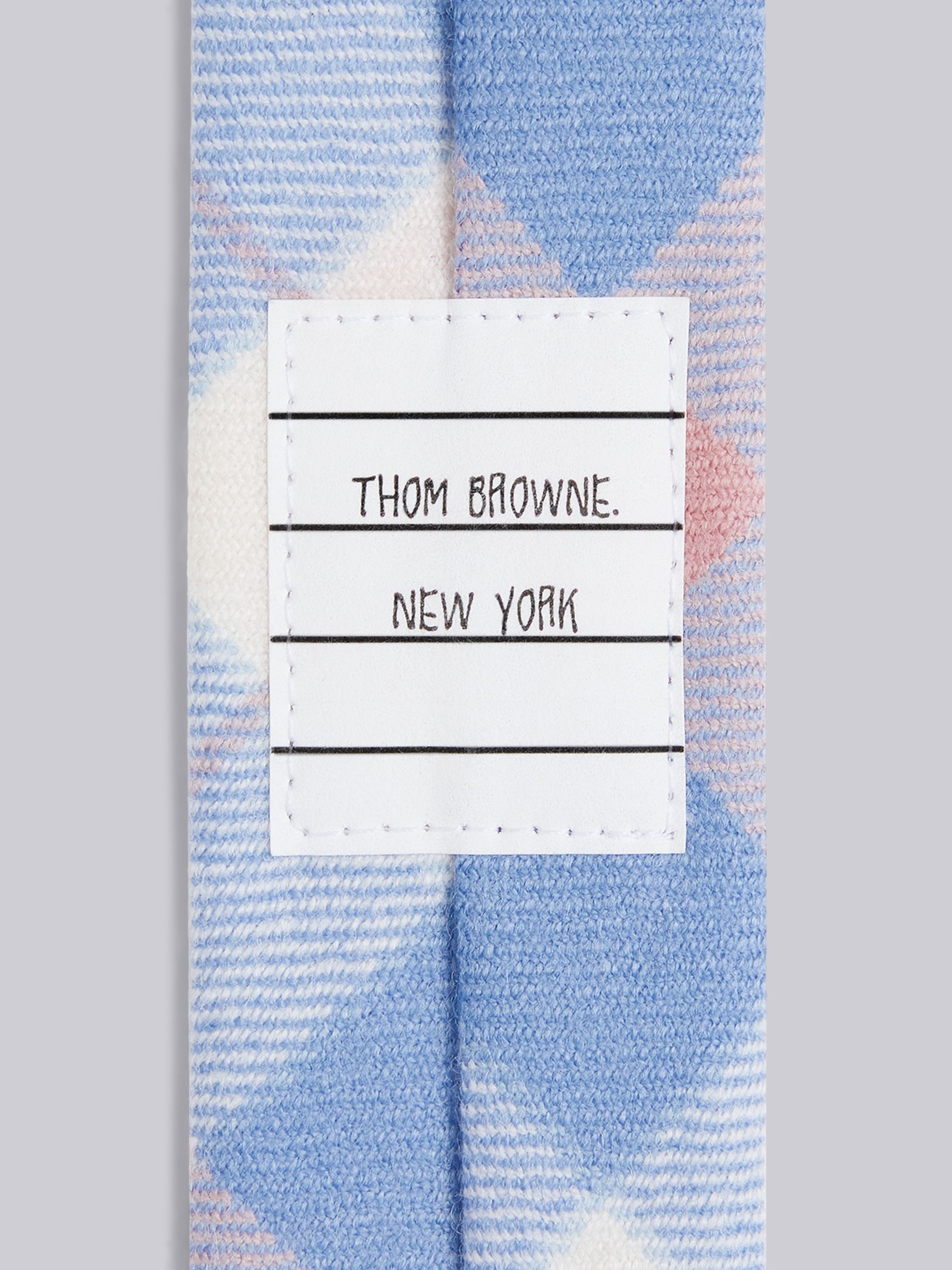 Light Blue Wool Twill Tartan Check Tie - 2