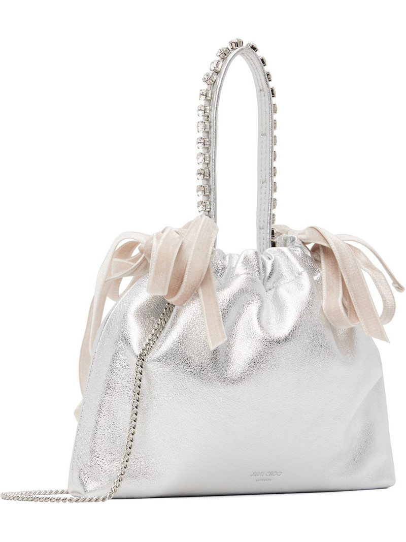 JIMMY CHOO Silver Drawstring Mini Top Handle Bag outlook