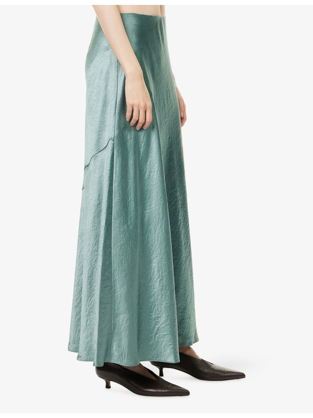 Panelled High-Waist Woven Midi Skirt - 3