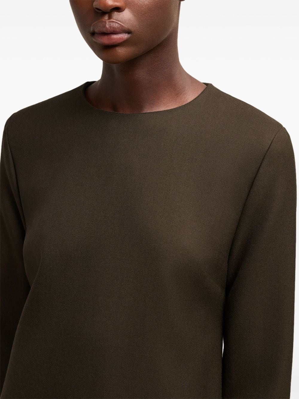 long sleeve wool dress - 6