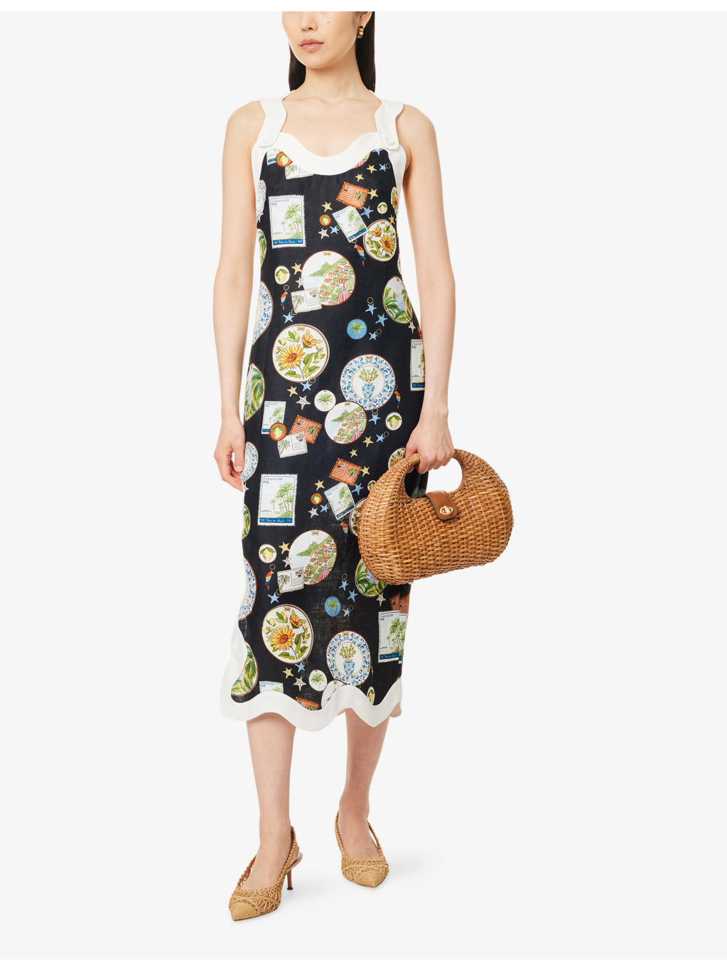 Trip Souvenir Wavy-Trims Linen Maxi Dress - 2