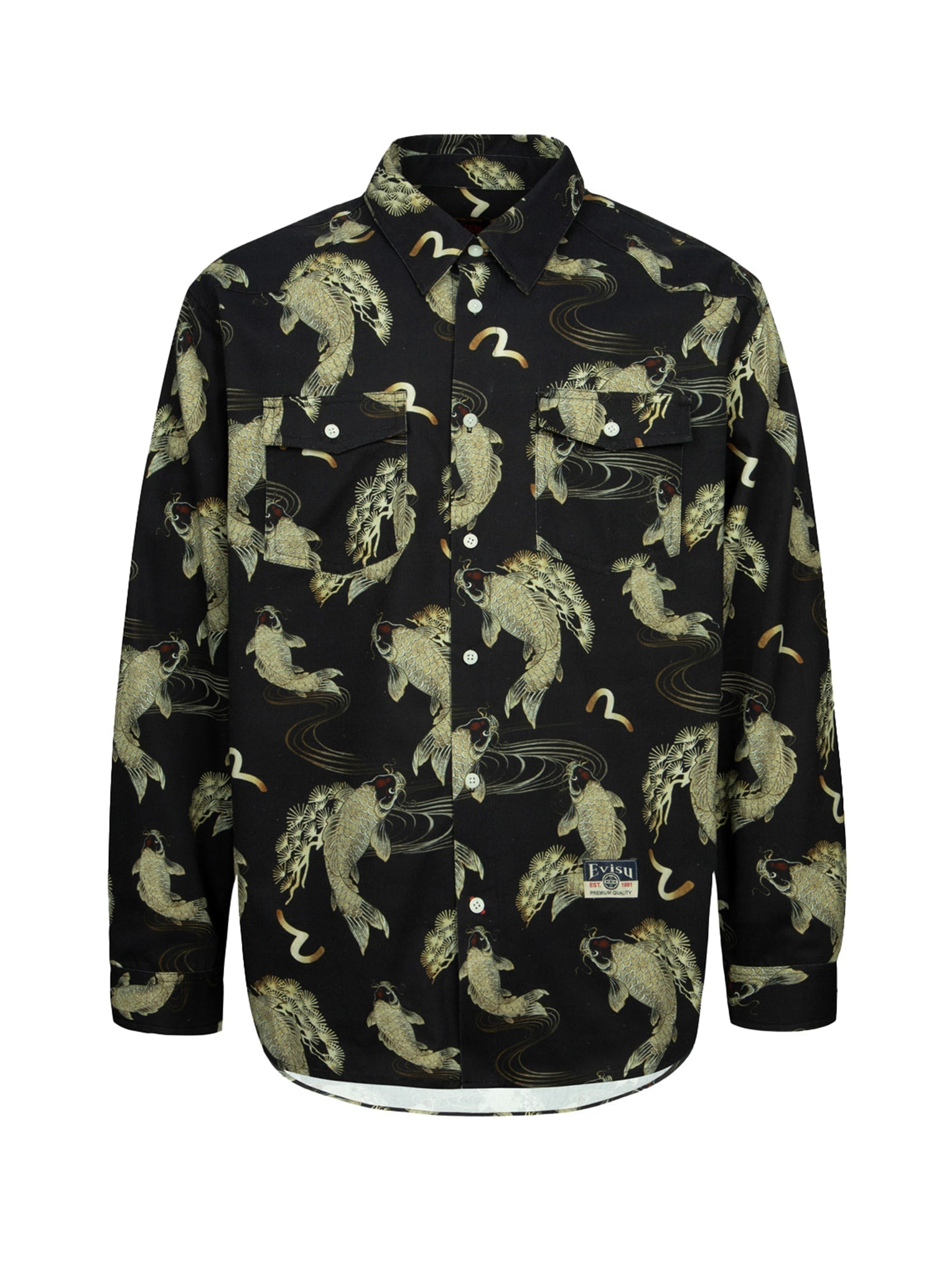 ALLOVER CARP AND SEAGULL PRINT OVERSIZED SHIRT - 14