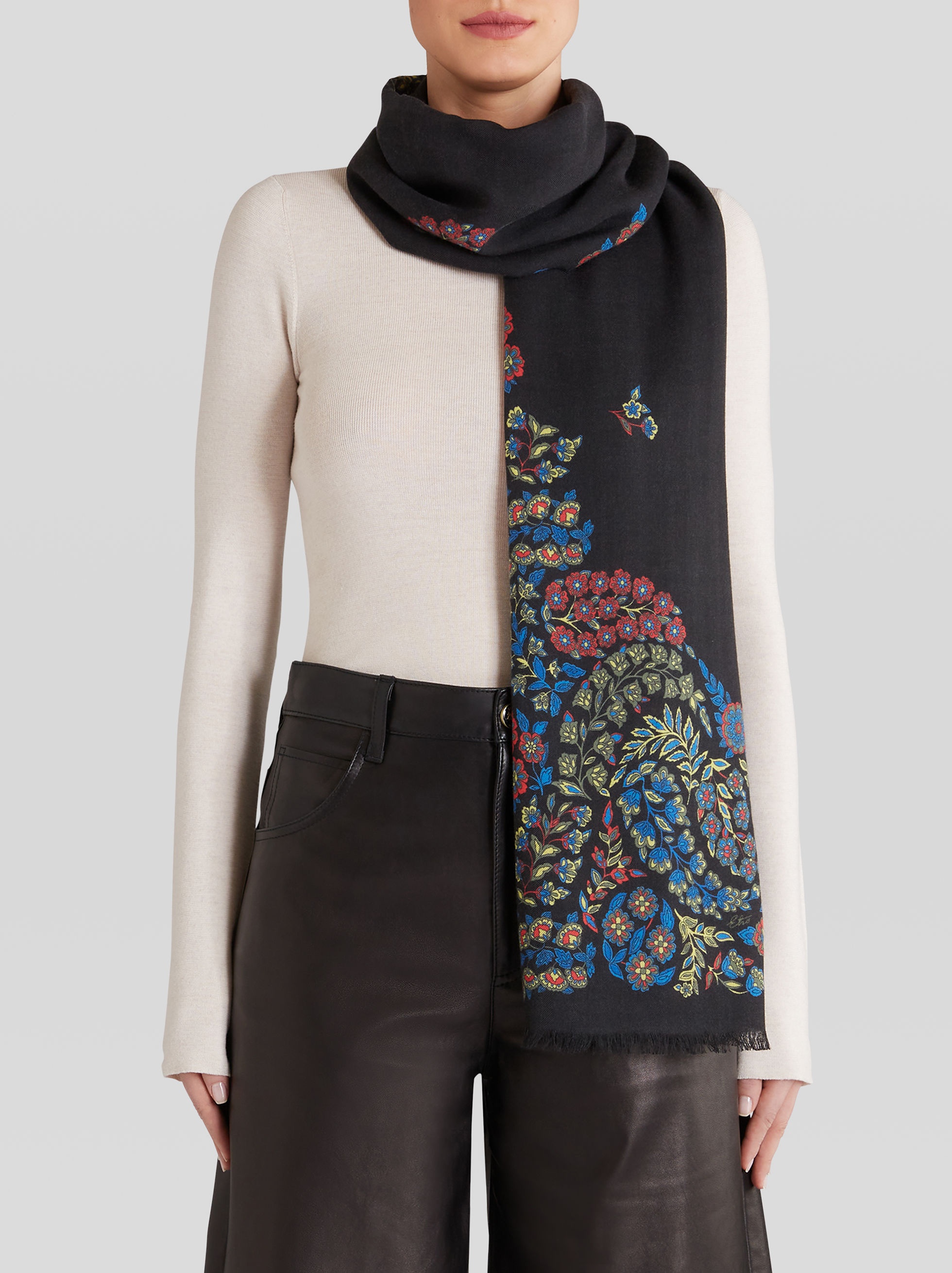 PRINTED CASHMERE AND SILK SCARF - 2