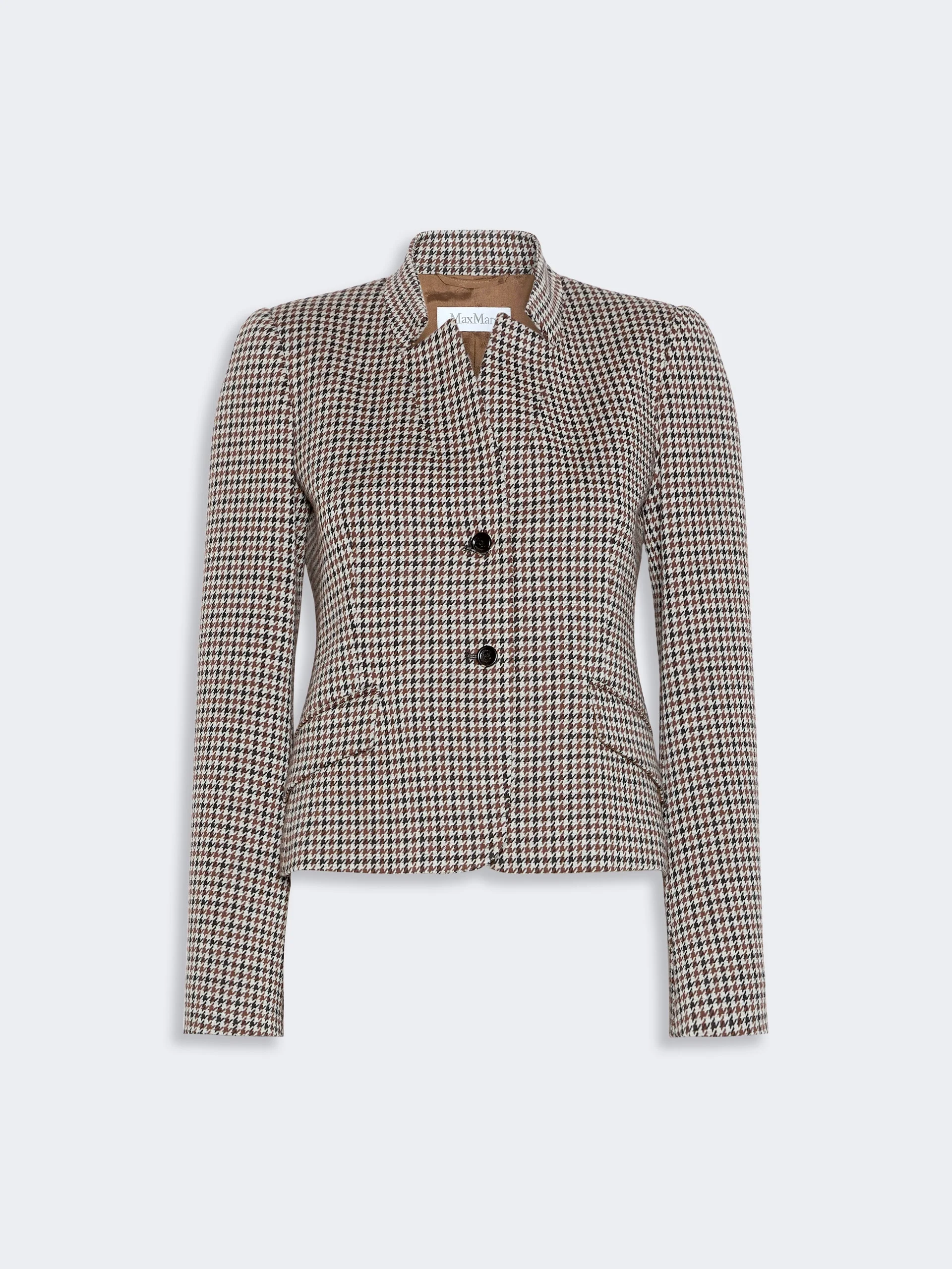 AGUZZE Slim houndstooth jersey jacket - TOBACCO - 1