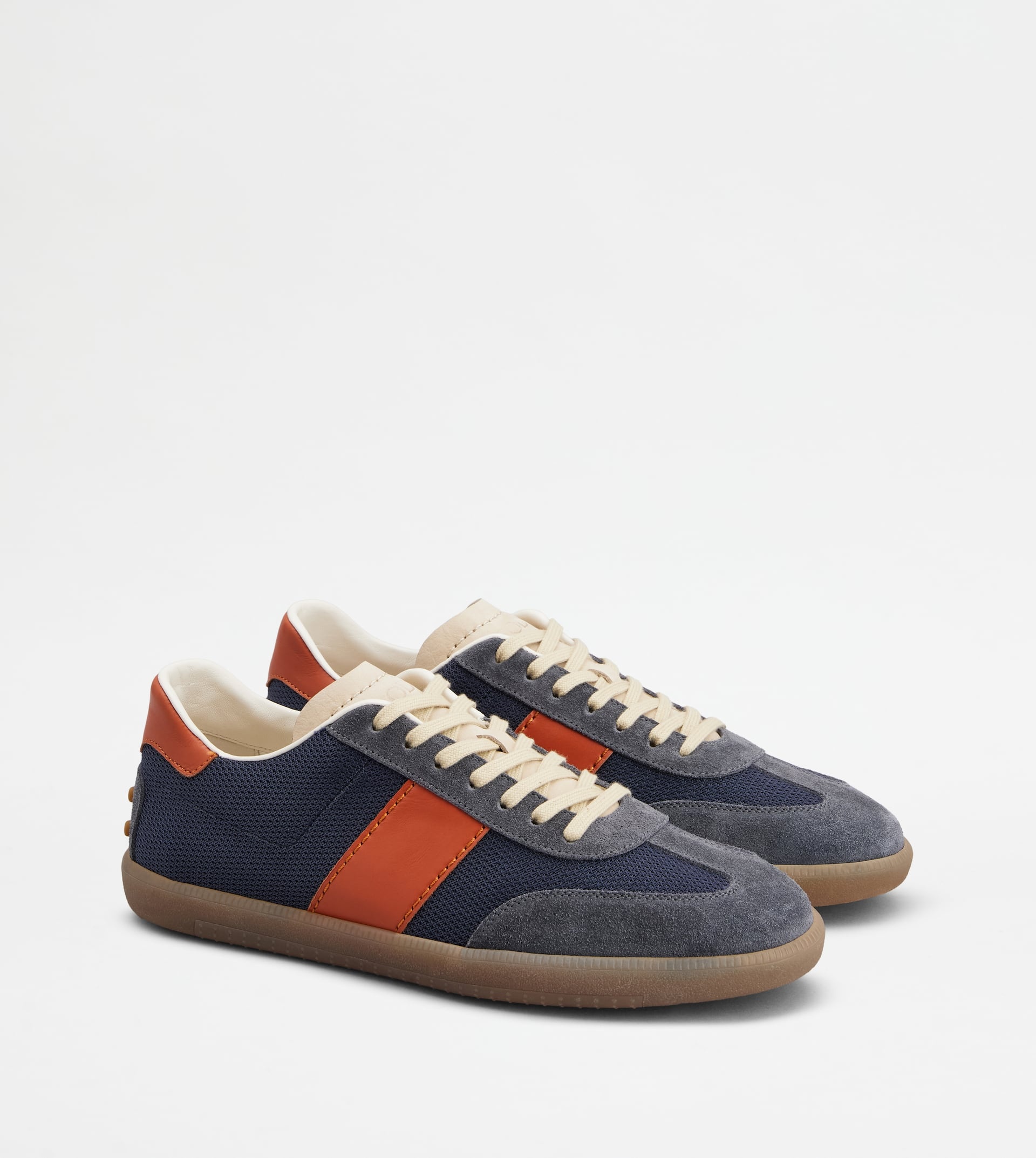 TOD'S TABS SNEAKERS IN SUEDE AND TECHNICAL FABRIC - BLUE, ORANGE, BEIGE - 2