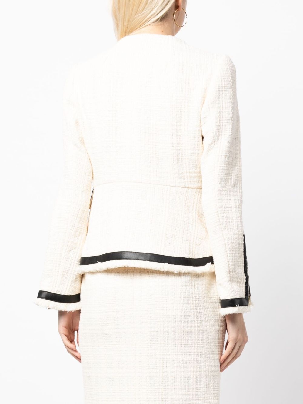 long-sleeve tweed biker jacket - 4