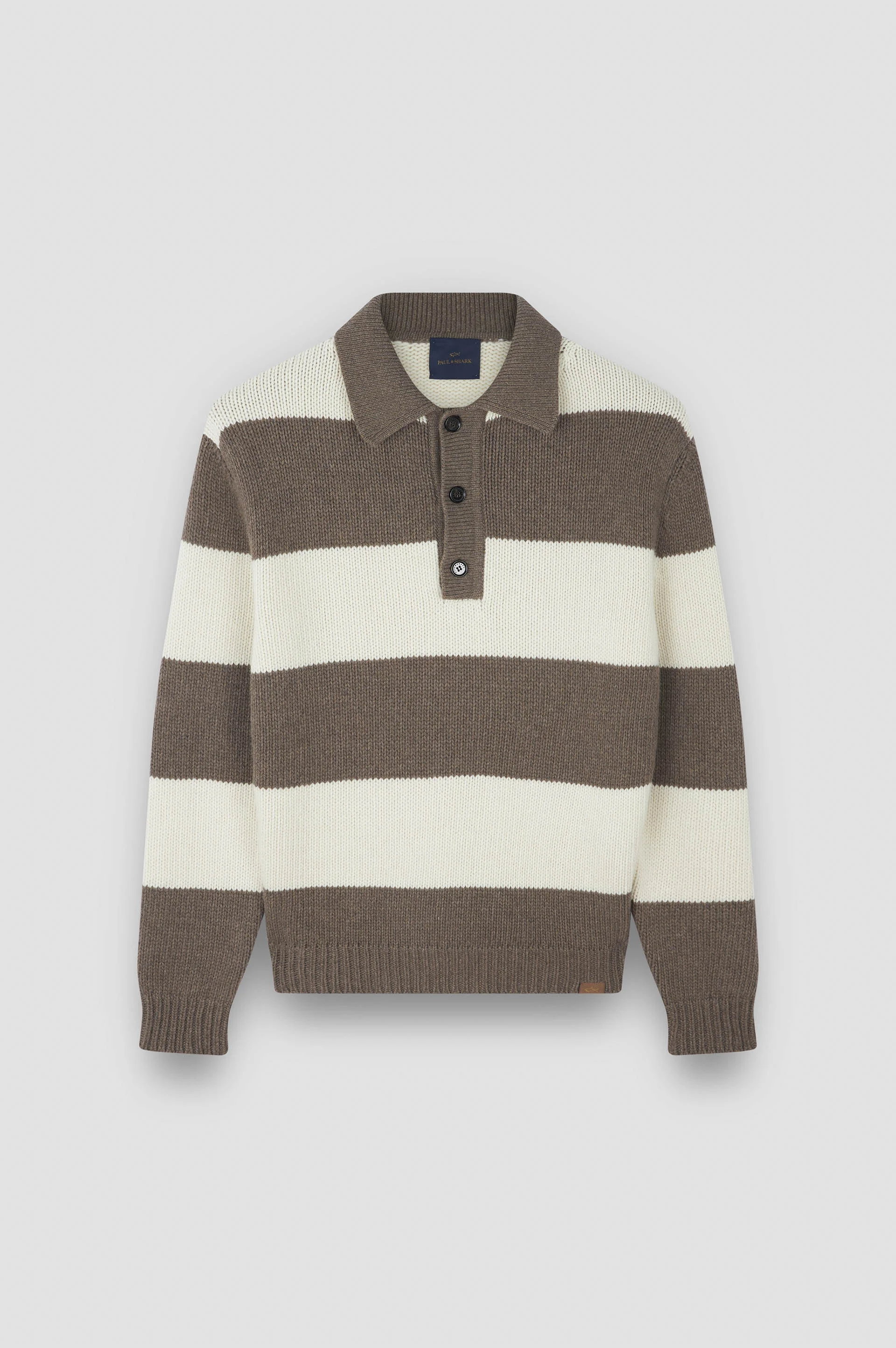 STRIPED RE-WOOL POLO SHIRT - 1