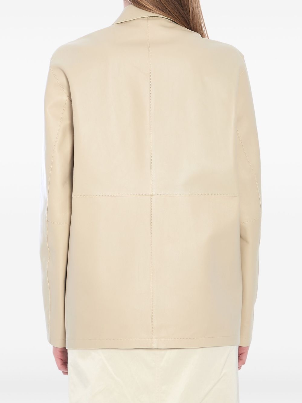 single-breasted leather blazer - 3