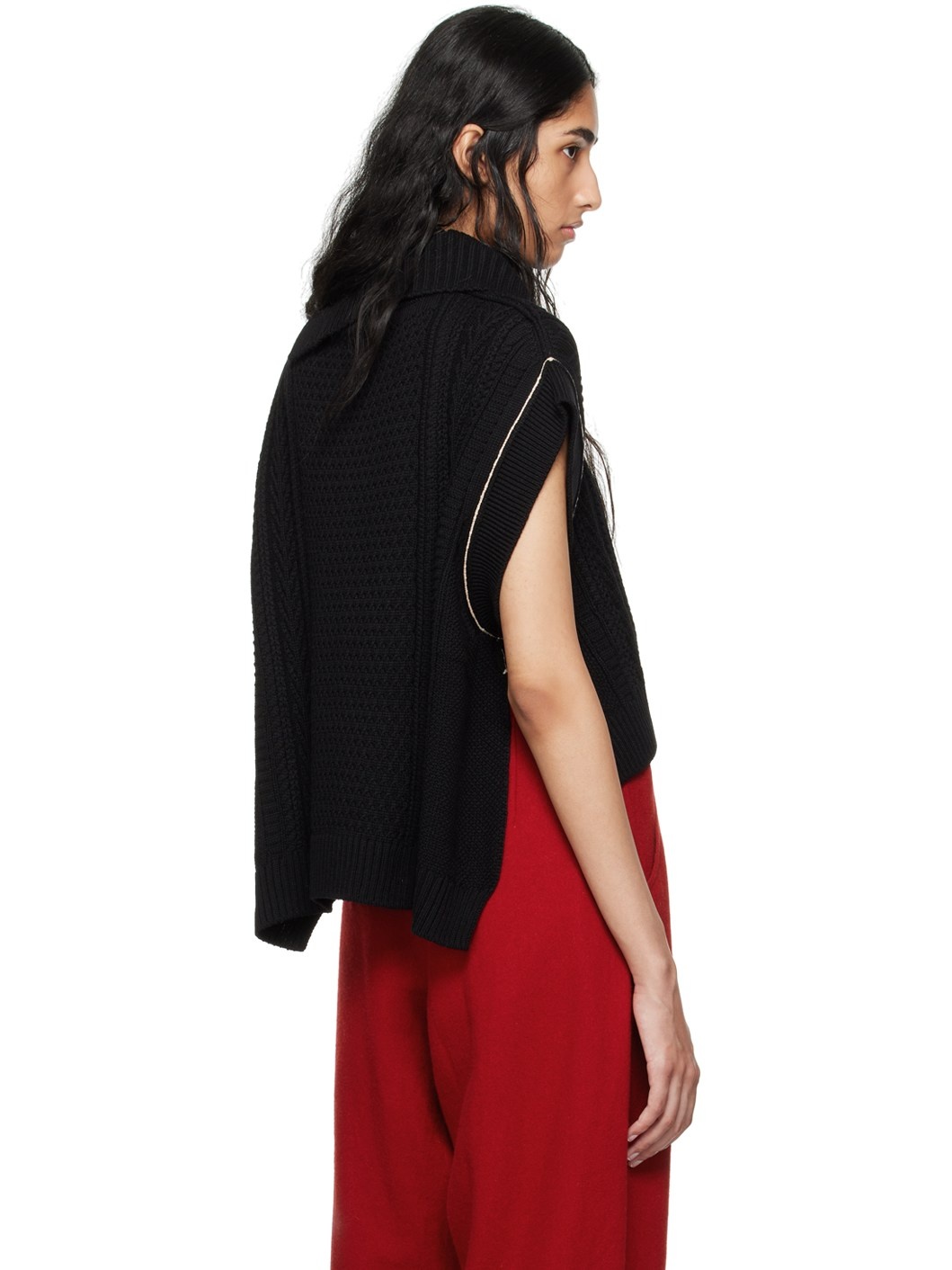 Black Aran Vest - 3