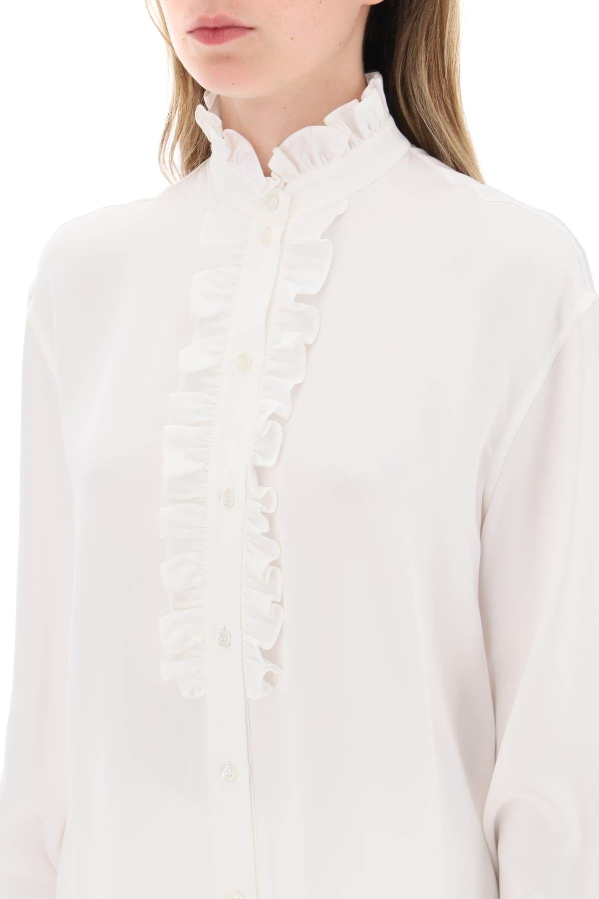 SILK SATIN SHIRT WITH RUFFLES - 5