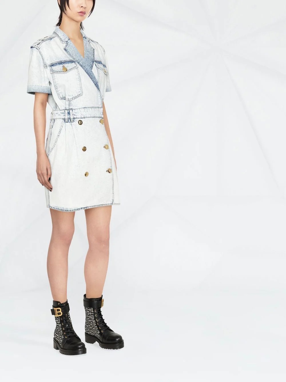 double-breasted denim dress - 3