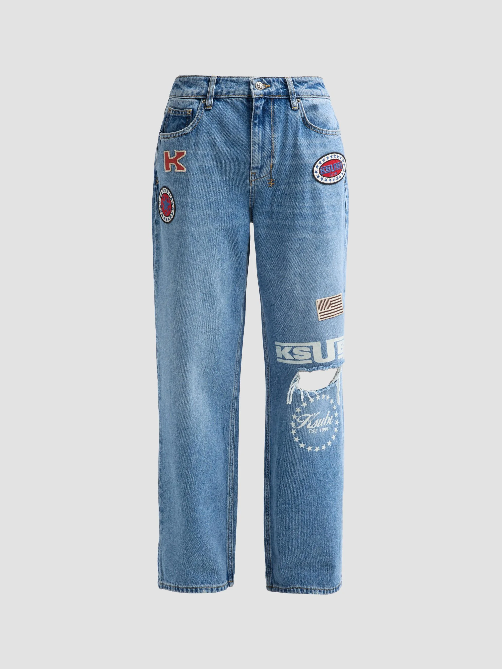 Women's Garage Patches High-Rise Jeans - Denim - 1