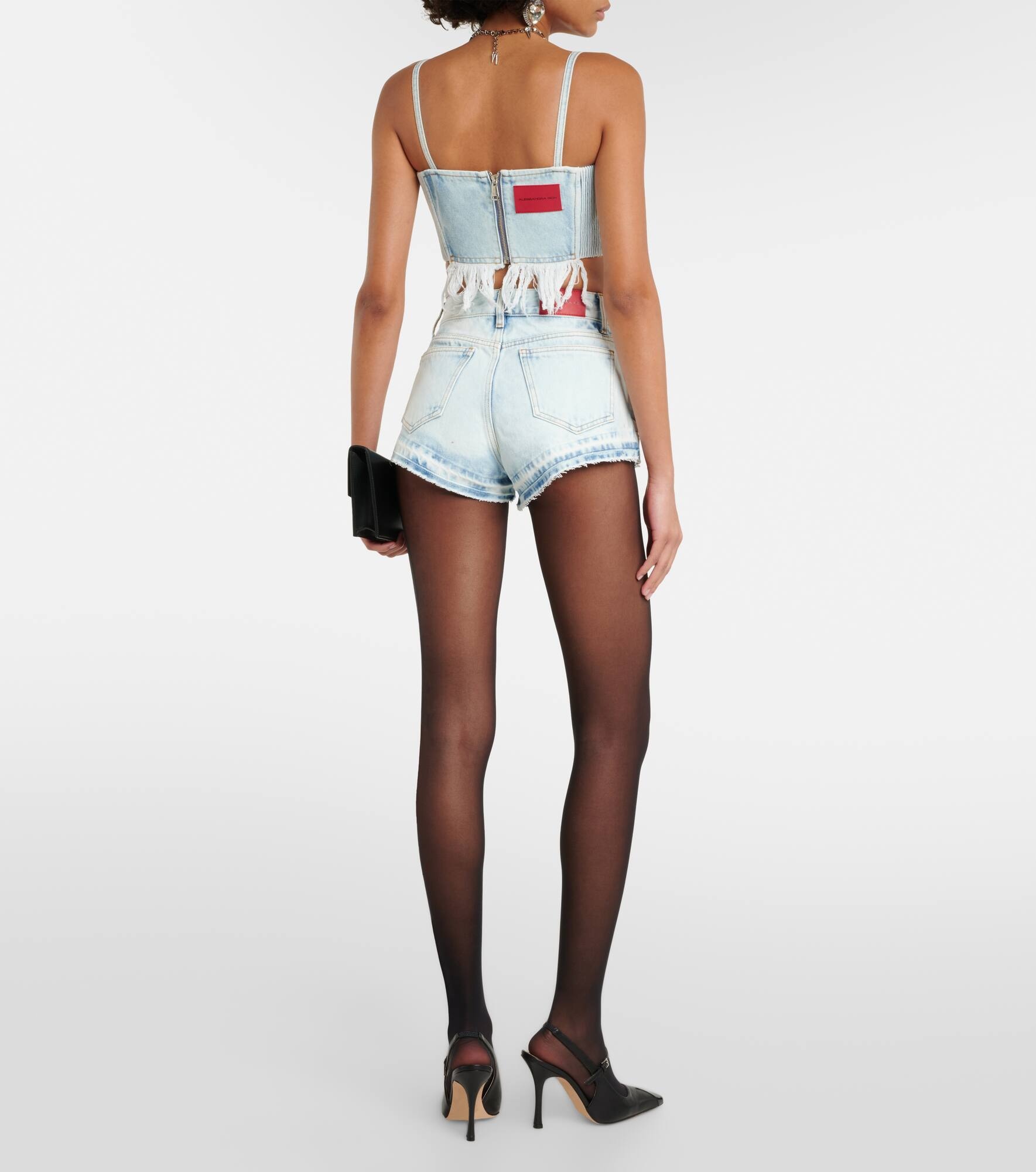 Distressed denim bustier - 3