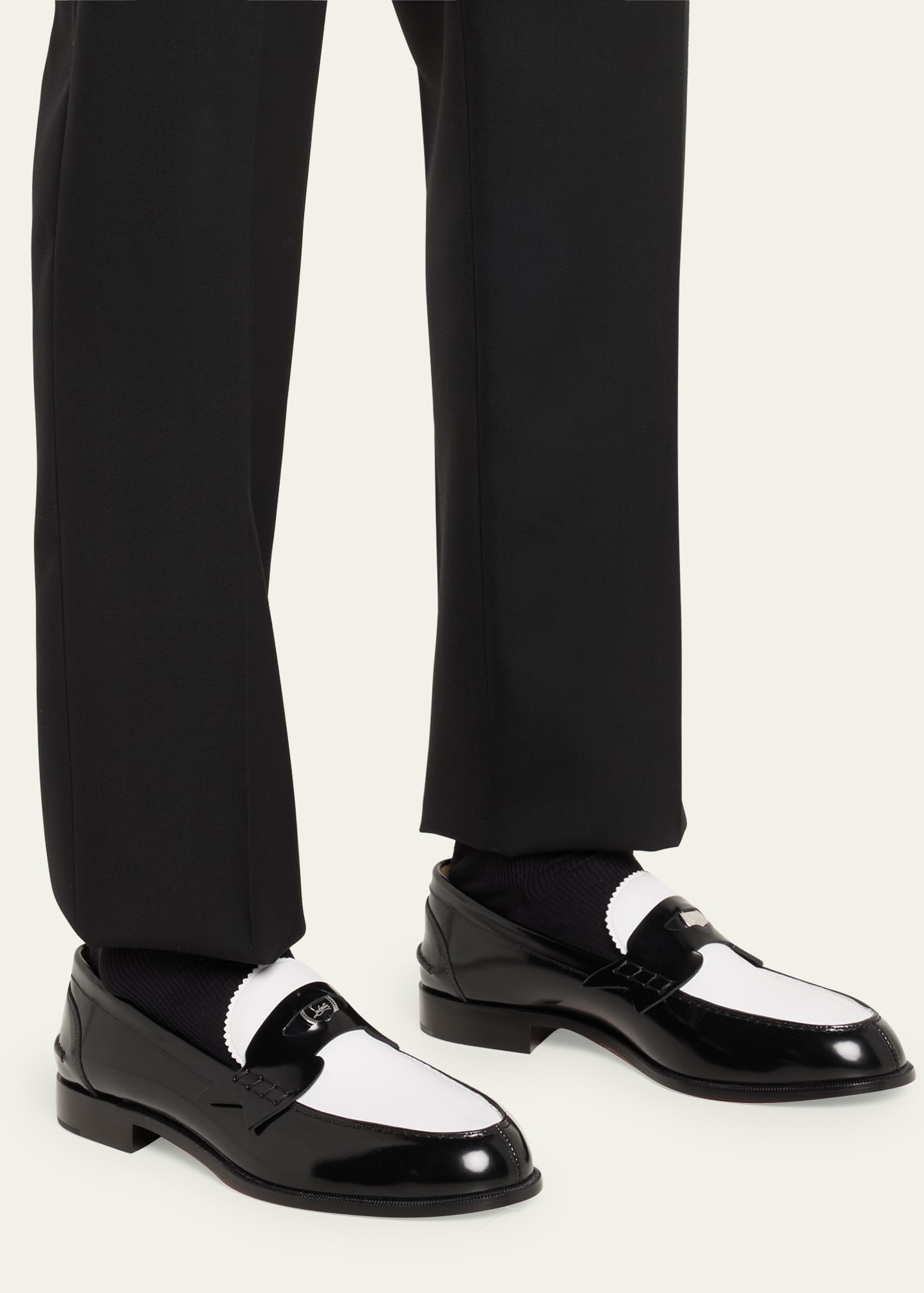 Men's Leather Bicolor Penny Loafers - 2