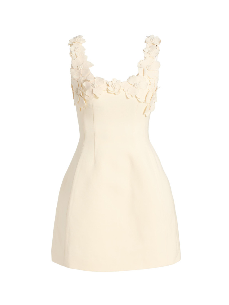 Women's Floral Appliqué Scoopneck Cocktail Dress - Ivory 1