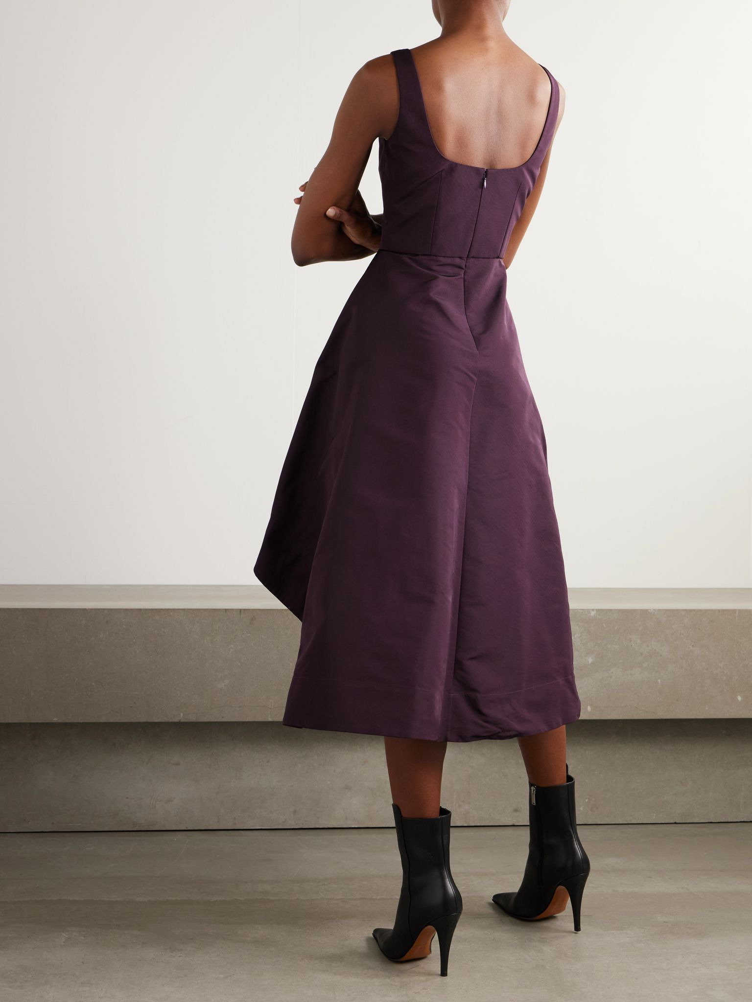 Asymmetric faille midi dress Purple - 3