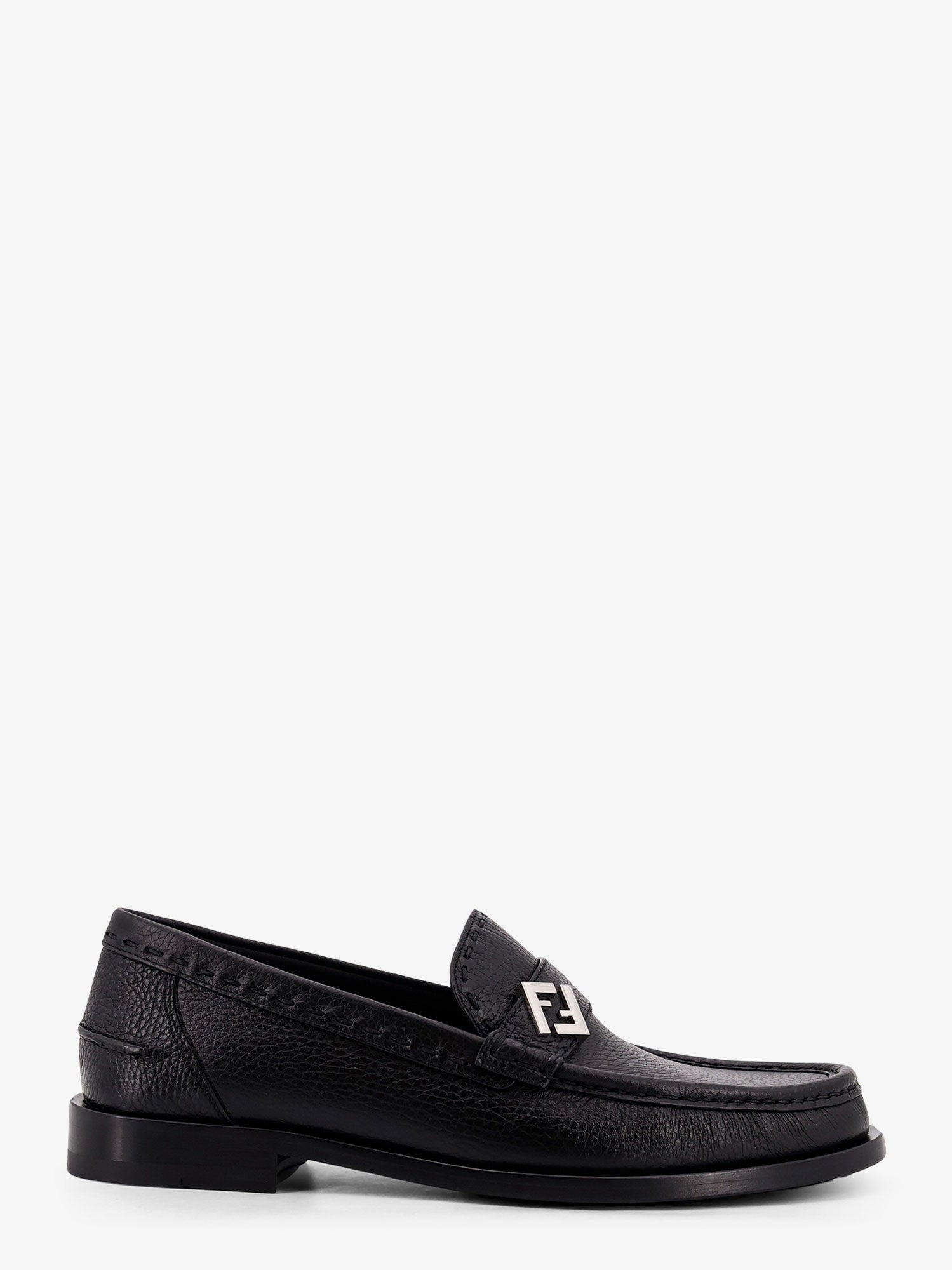 Fendi Men Ff Metal Leather Loafers - 1