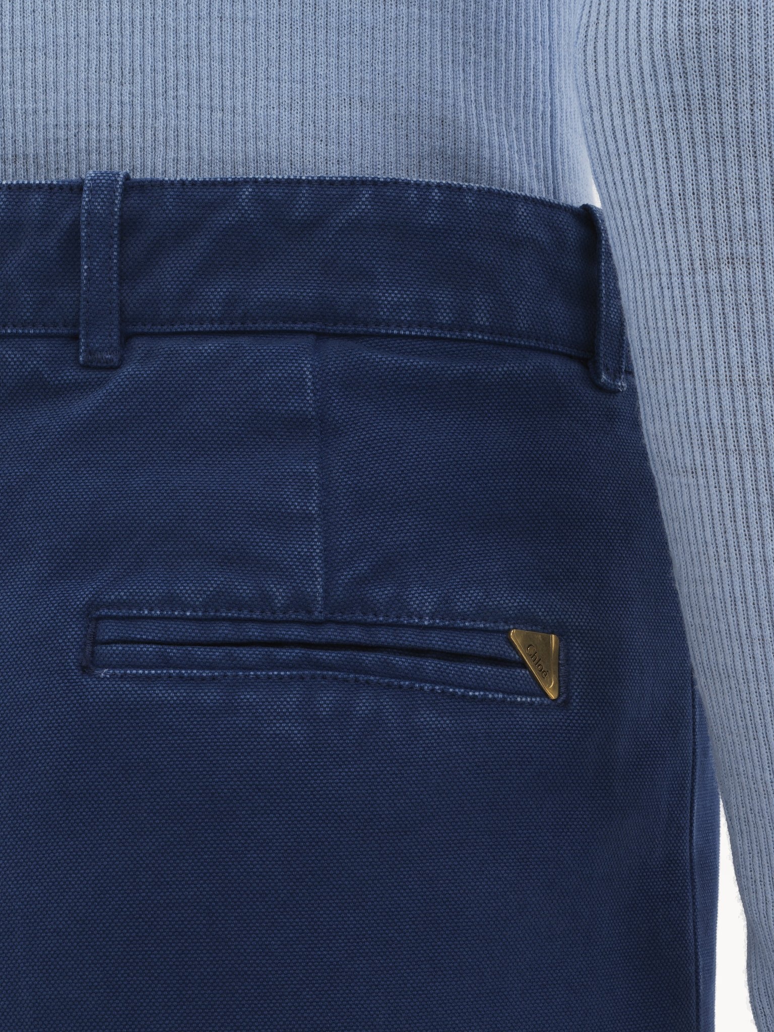FLARED TAILORED PANTS IN COTTON CANVAS - 7