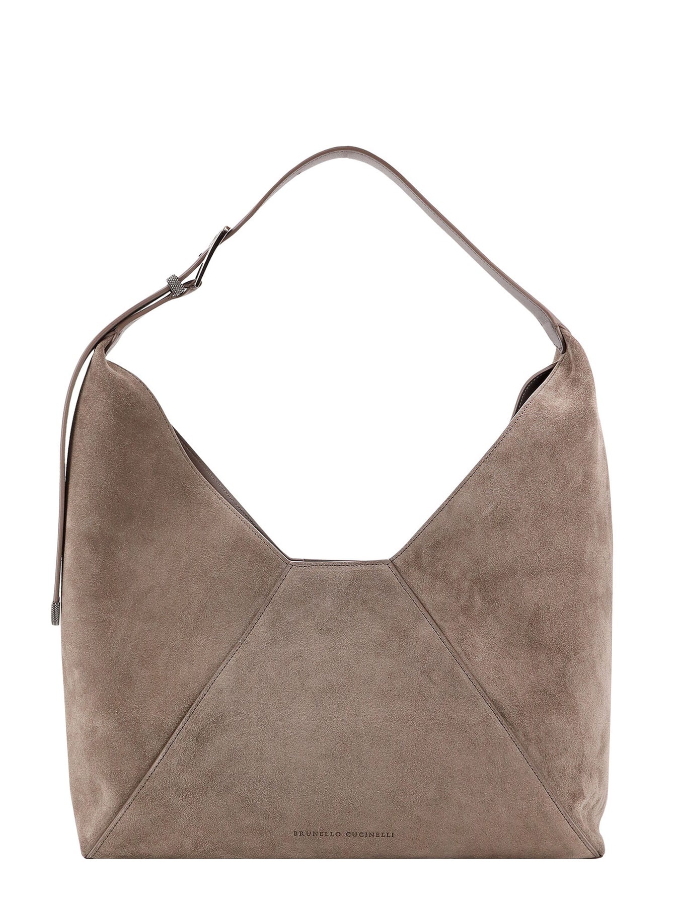 Suede shoulder bag with engraved logo - 1