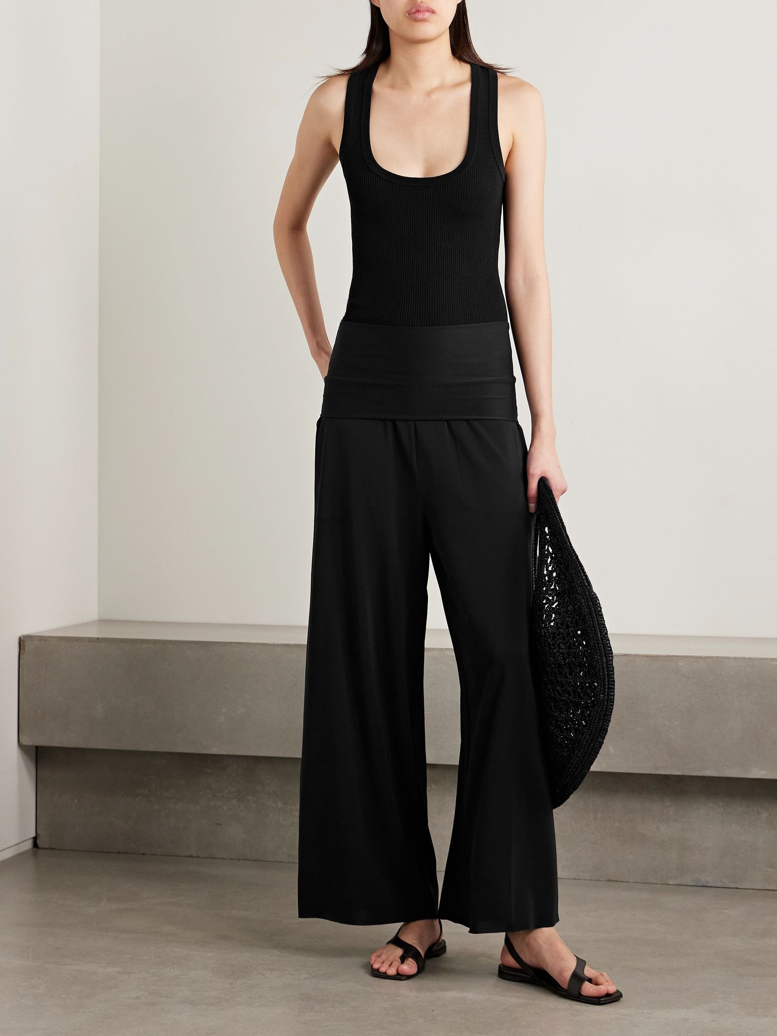 Les Essentiels Dao convertible stretch-jersey jumpsuit Black - 2