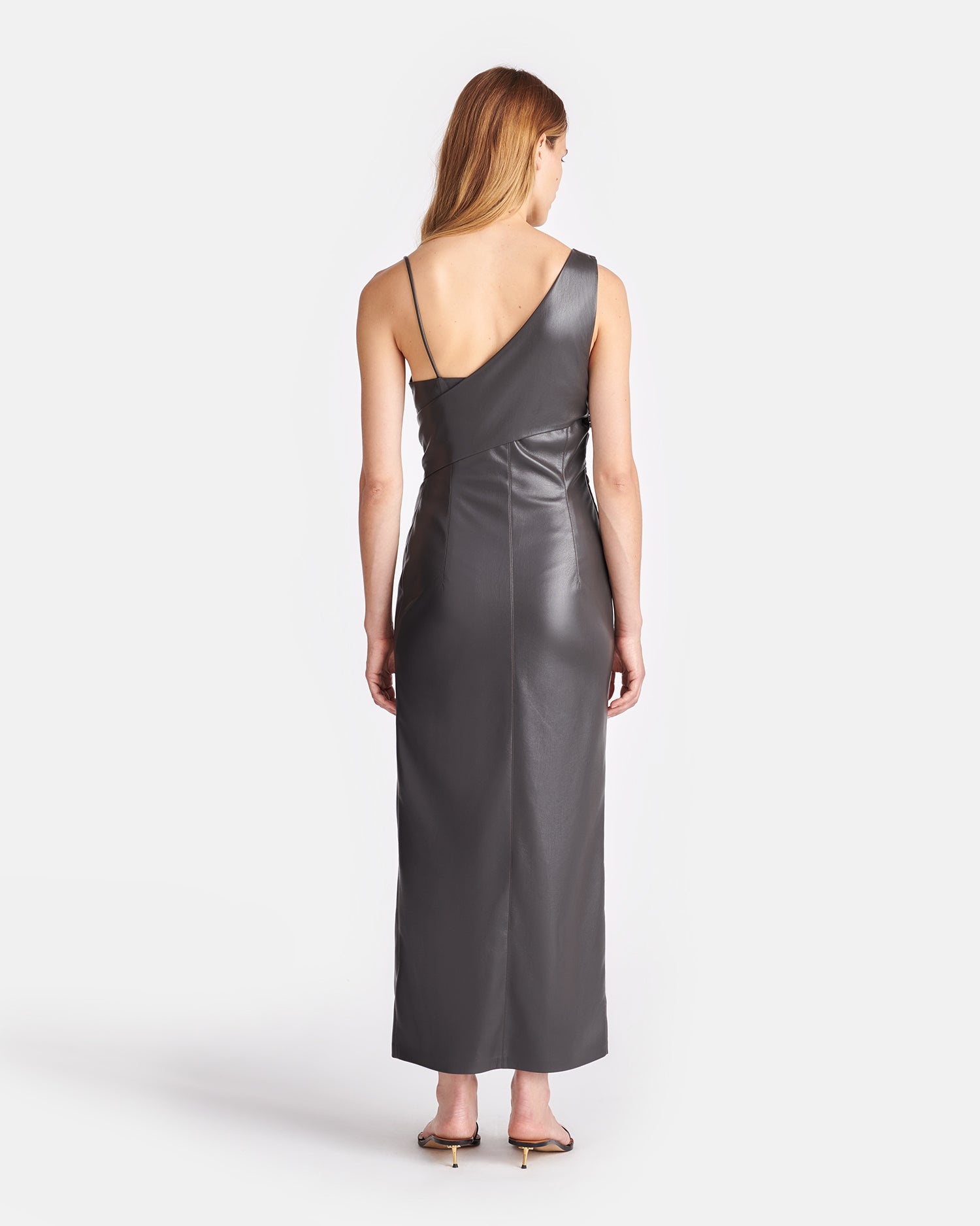 Asymmetric Okobor™ Alt-Leather Midi Dress - 3
