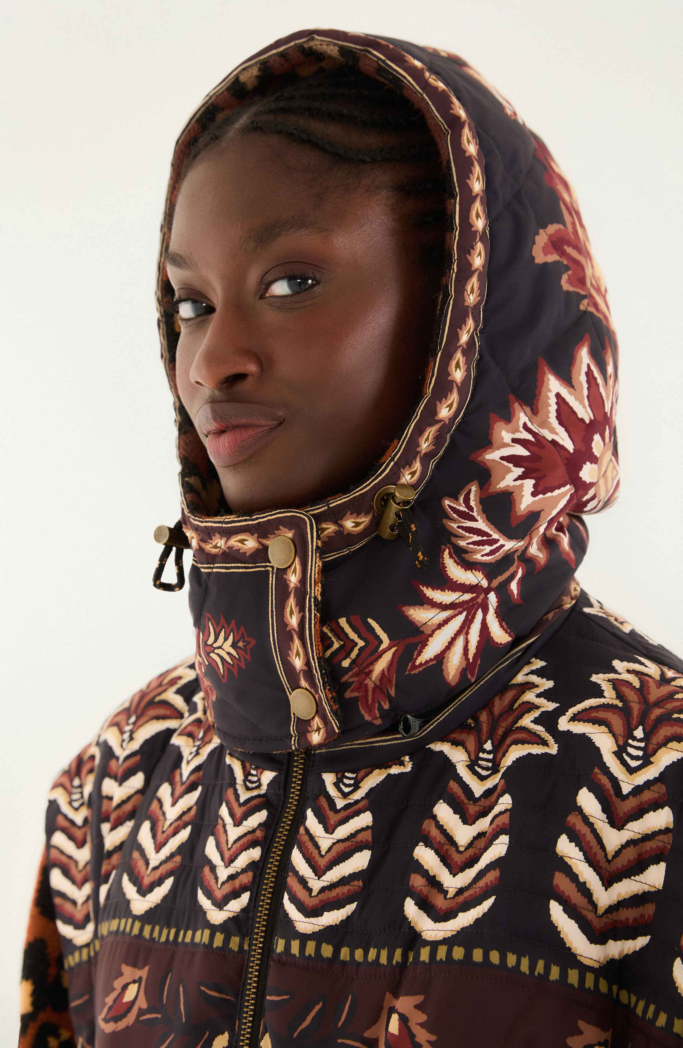 FARM Rio Ainika Hooded Puffer Jacket in Winter Ainika Brown at Nordstrom - 3