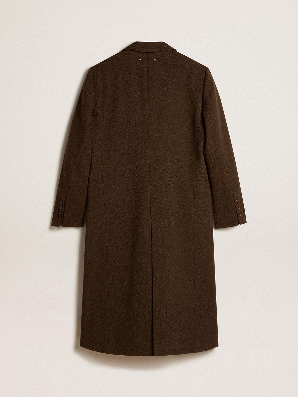 Women’s one-and-a-half-breasted coat in bark-colored wool - 6