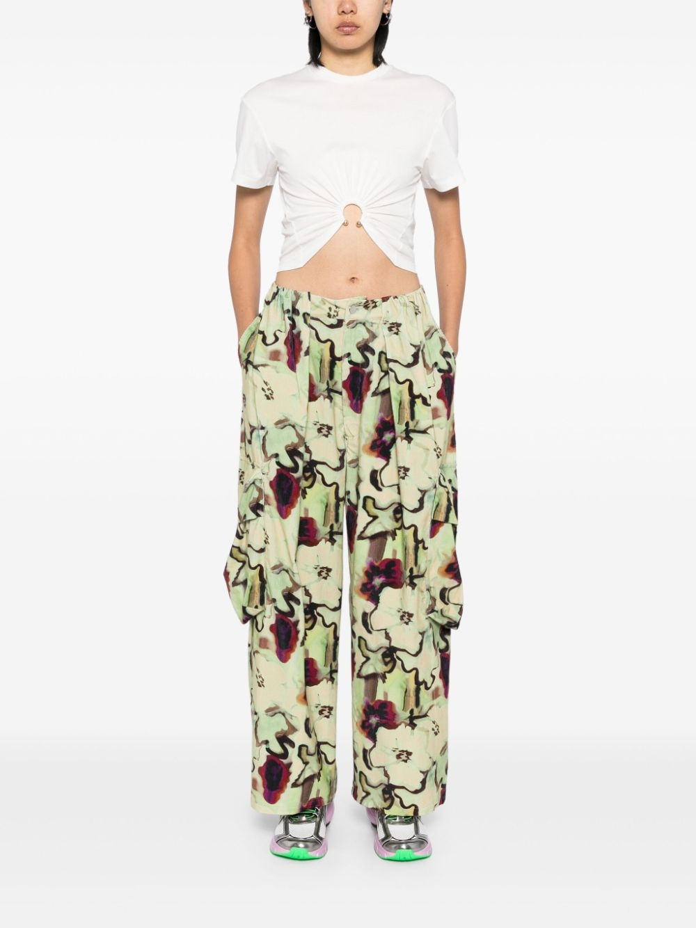 Watercolor Floral cargo pant - 2