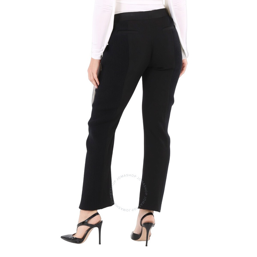 Burberry Ladies Black Ribbed-Panel Flared Wool Trousers - 3