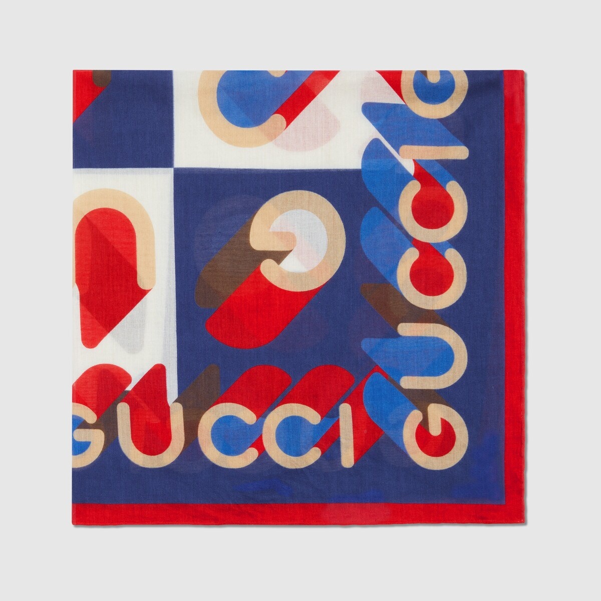 Retro geometric Gucci cotton voile carré - 2