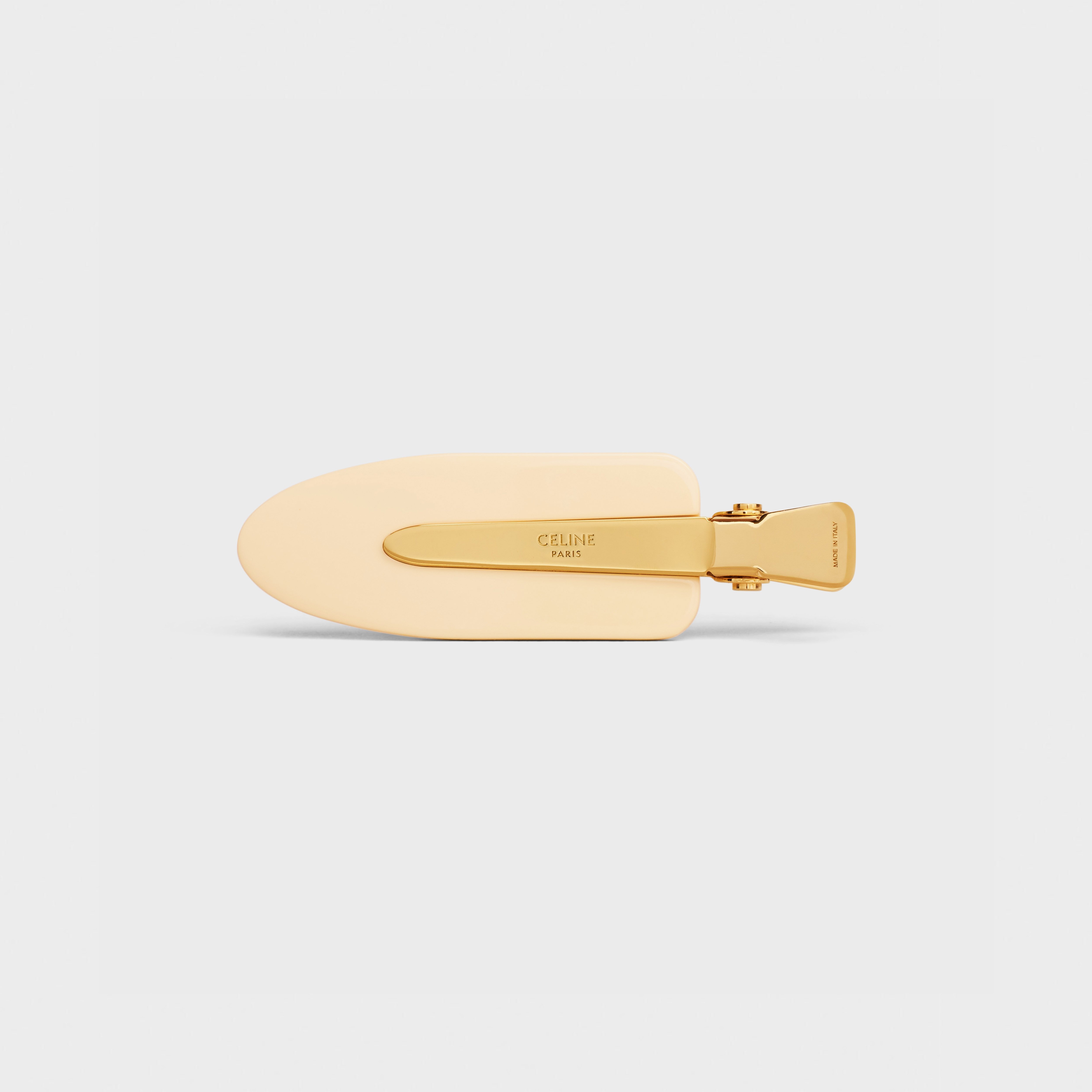 Triomphe Flat Hair Clip in Vanilla Acetate and Brass with Gold Finish and Steel - 3